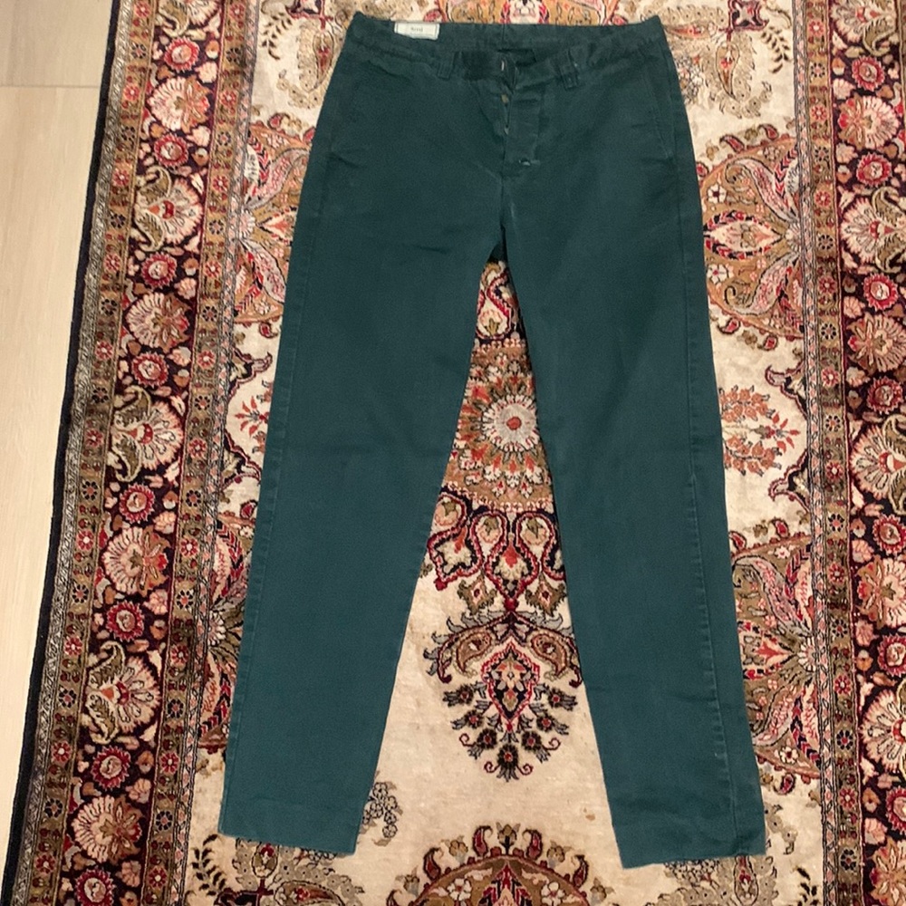 AMI PARIS GREEN MENS STRAIGHT LEG TROUSERS